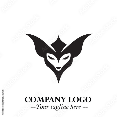 Head of Vampire Logo Symbol in Black on the White Background with Gothic Horror Vector Design