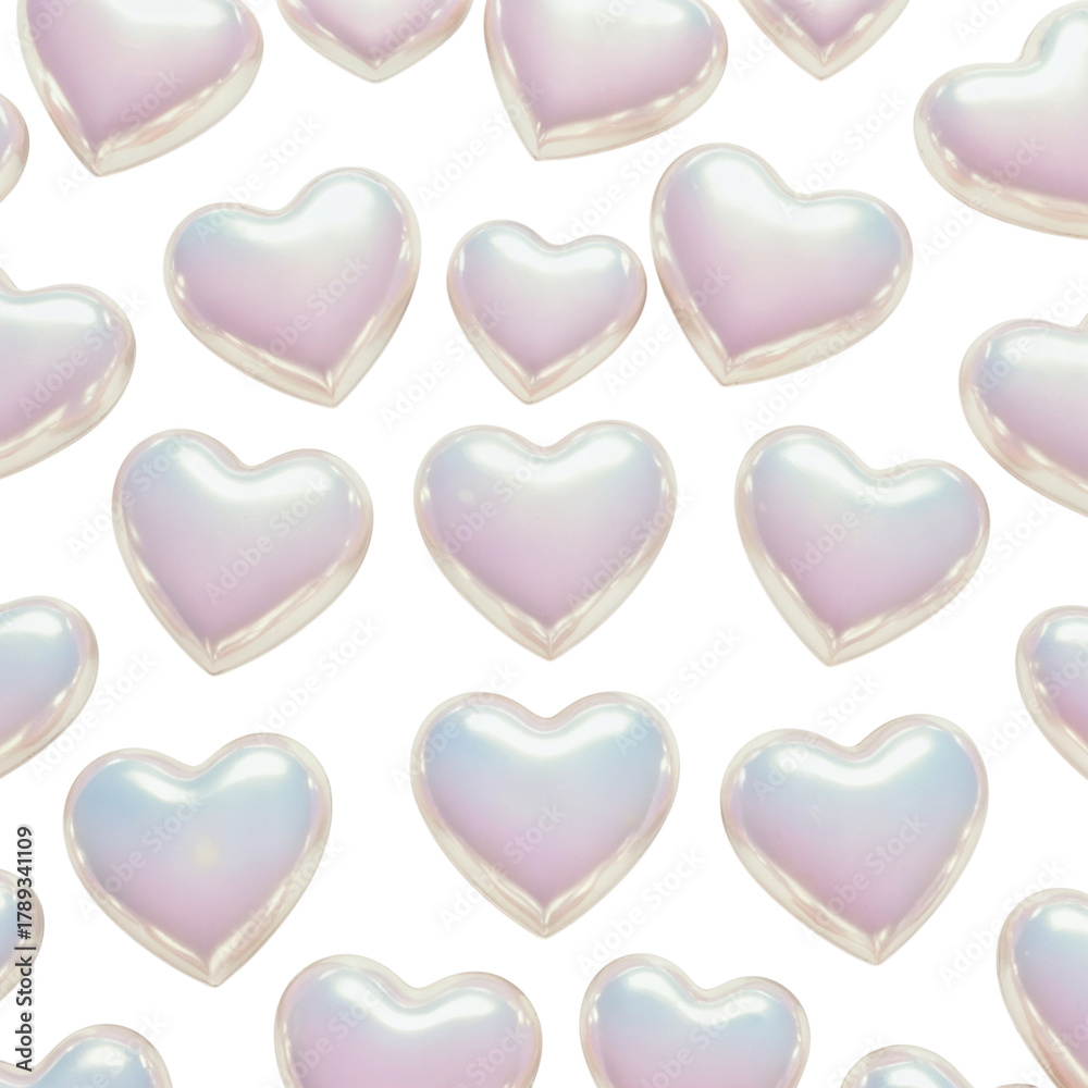 Fototapeta premium Soft pink heart shapes seamless pattern romantic valentine's day design background isolated on transparent background