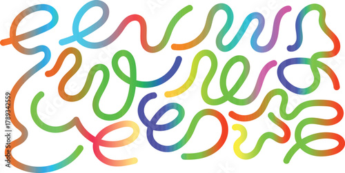 Vibrant abstract gradient waves and flowing lines with dynamic color transitions and geometric shapes for modern design backgrounds, vector illustration