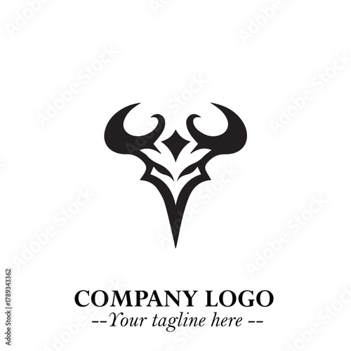 Head of Vampire Logo Symbol in Black on the White Background with Gothic Horror Vector Design