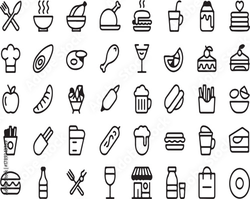 A simple collection of celebration and achievement line icons. This set includes vector symbols for victory, success, awards, and parties