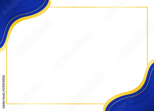 Clean elegant border frame in blue and gold gradient style