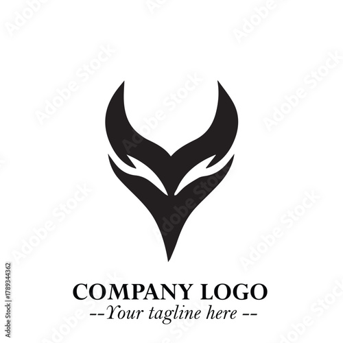 Head of Vampire Logo Symbol in Black on the White Background with Gothic Horror Vector Design