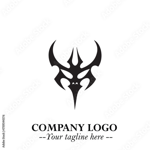 Head of Vampire Logo Symbol in Black on the White Background with Gothic Horror Vector Design