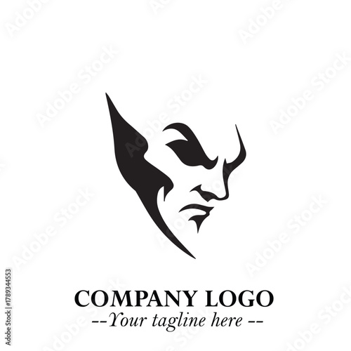 Head of Vampire Logo Symbol in Black on the White Background with Gothic Horror Vector Design