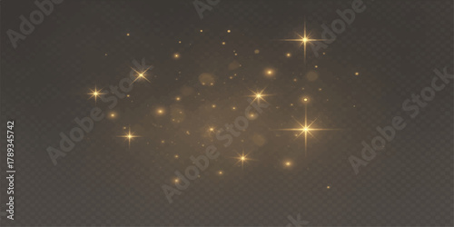 Golden stars loop on a dark night sky for a magical holiday illustration