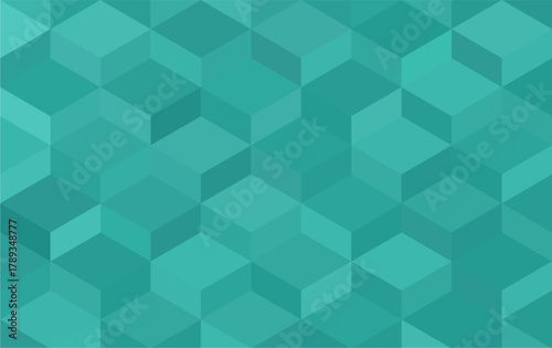 Abstract Geometric Isometric Cubes in Teal and Turquoise Shades