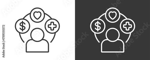 Employee Benefits Icon Set Vector Collection Isolated In Black And White
