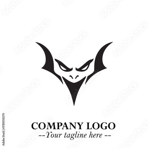 Head of Vampire Logo Symbol in Black on the White Background with Gothic Horror Vector Design