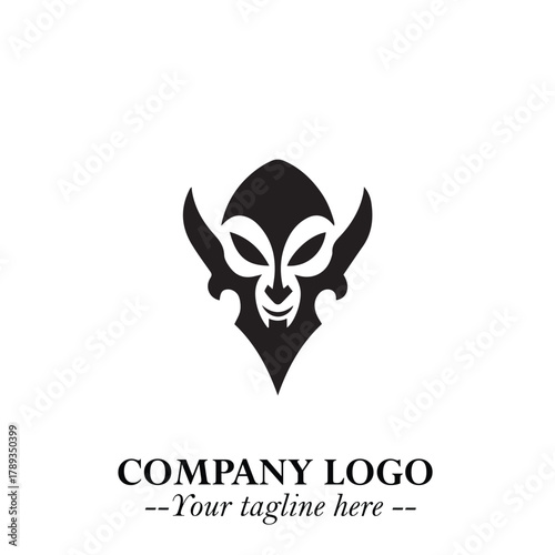 Head of Vampire Logo Symbol in Black on the White Background with Gothic Horror Vector Design