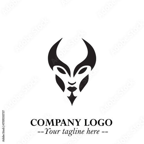 Head of Vampire Logo Symbol in Black on the White Background with Gothic Horror Vector Design
