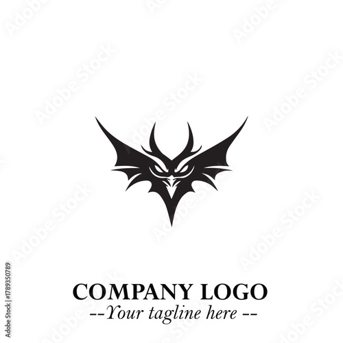 Head of Vampire Logo Symbol in Black on the White Background with Gothic Horror Vector Design