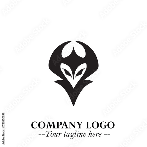 Head of Vampire Logo Symbol in Black on the White Background with Gothic Horror Vector Design