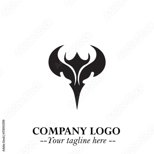 Head of Vampire Logo Symbol in Black on the White Background with Gothic Horror Vector Design