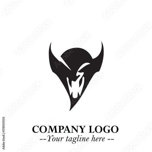 Head of Vampire Logo Symbol in Black on the White Background with Gothic Horror Vector Design