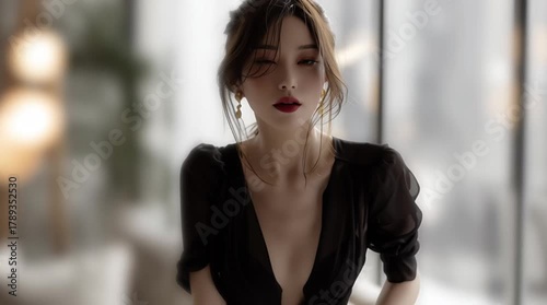 細身色白の美人な女性