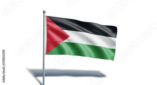 Free Download Palestinian flag waving on a pole, isolated on white background - GFXLoad