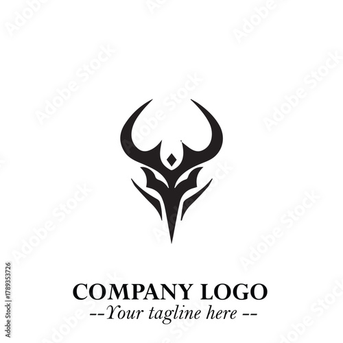 Head of Vampire Logo Symbol in Black on the White Background with Gothic Horror Vector Design