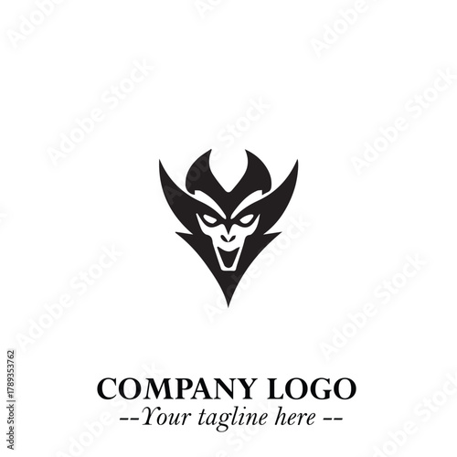 Head of Vampire Logo Symbol in Black on the White Background with Gothic Horror Vector Design