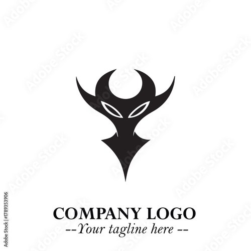 Head of Vampire Logo Symbol in Black on the White Background with Gothic Horror Vector Design