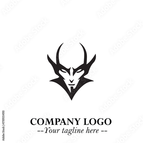 Head of Vampire Logo Symbol in Black on the White Background with Gothic Horror Vector Design