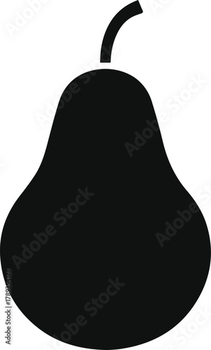 Minimalist Pear Fruit Silhouette with Leaf Vector