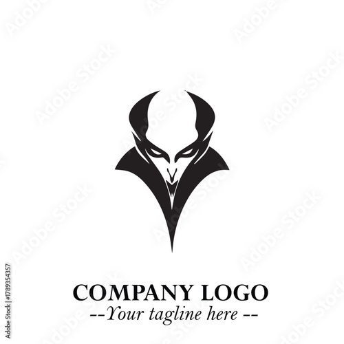 Head of Vampire Logo Symbol in Black on the White Background with Gothic Horror Vector Design