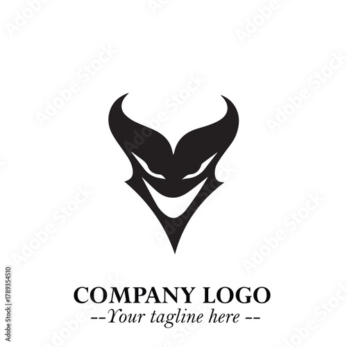 Head of Vampire Logo Symbol in Black on the White Background with Gothic Horror Vector Design