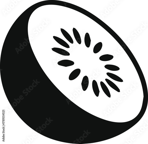 Kiwi Fruit Slice Silhouette Icon - Minimalist Vector