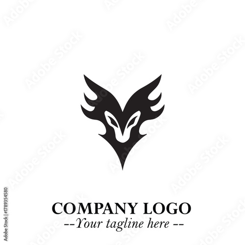 Head of Vampire Logo Symbol in Black on the White Background with Gothic Horror Vector Design