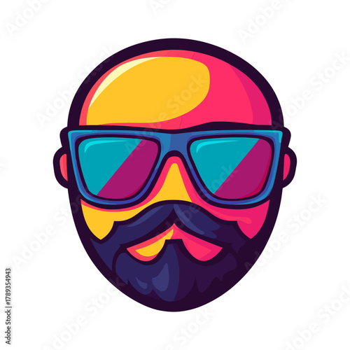 A bold, colorful pop art illustration of a bearded man with sunglasses, perfect for music blogs, creative branding, or youth fashion content. Evokes a cool, retro-hip aesthetic.