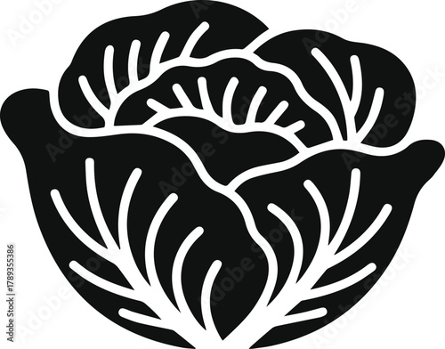 Minimalist black cabbage head silhouette vector icon