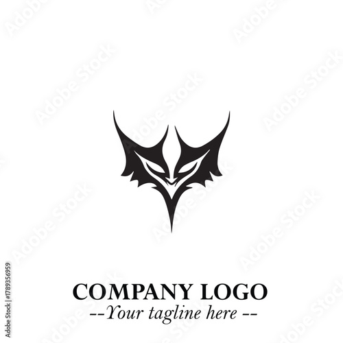 Head of Vampire Logo Symbol in Black on the White Background with Gothic Horror Vector Design