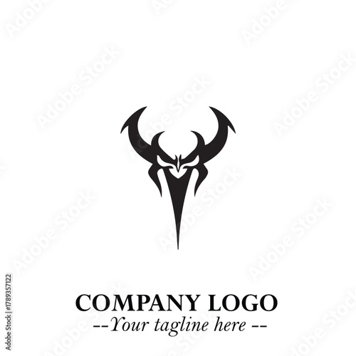 Head of Vampire Logo Symbol in Black on the White Background with Gothic Horror Vector Design