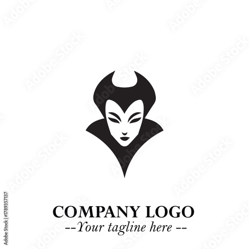 Head of Vampire Logo Symbol in Black on the White Background with Gothic Horror Vector Design