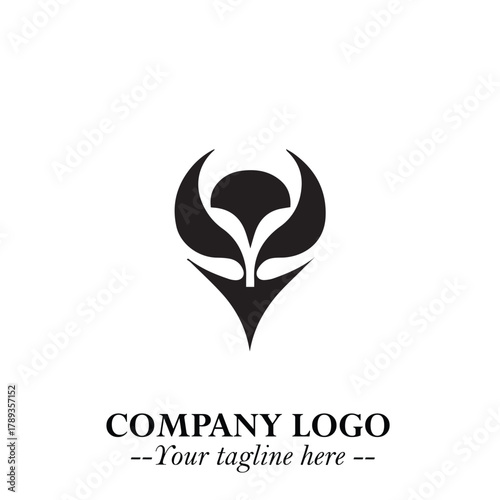 Head of Vampire Logo Symbol in Black on the White Background with Gothic Horror Vector Design