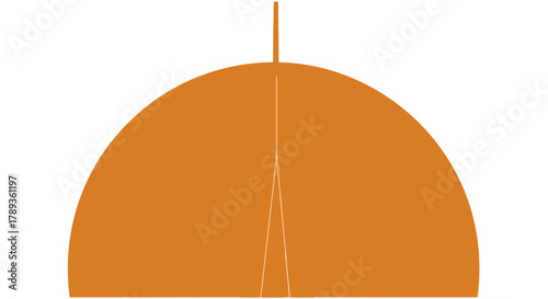 Orange semi-circular dome with central rod abstract graphic