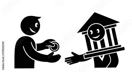 Person depositing money into bank account, financial transaction