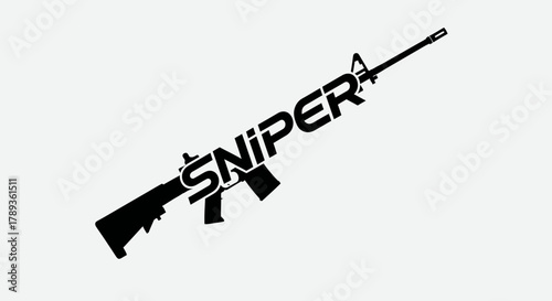 Modern sniper rifle firearm weapon concept graphic design icon