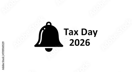 Tax day 2026 deadline reminder with a notification bell icon