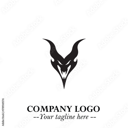Head of Vampire Logo Symbol in Black on the White Background with Gothic Horror Vector Design
