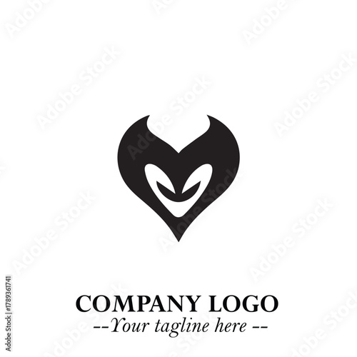Head of Vampire Logo Symbol in Black on the White Background with Gothic Horror Vector Design