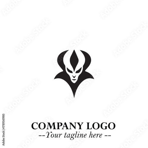 Head of Vampire Logo Symbol in Black on the White Background with Gothic Horror Vector Design
