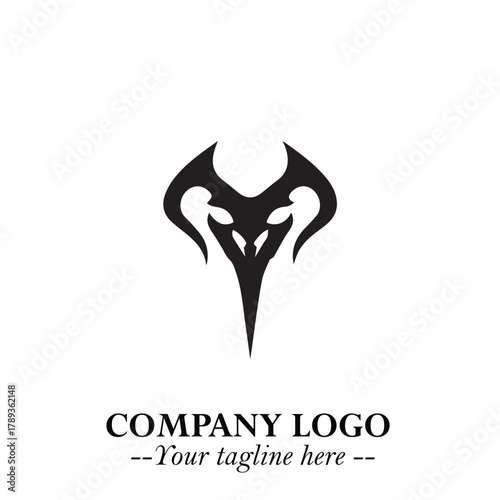 Head of Vampire Logo Symbol in Black on the White Background with Gothic Horror Vector Design