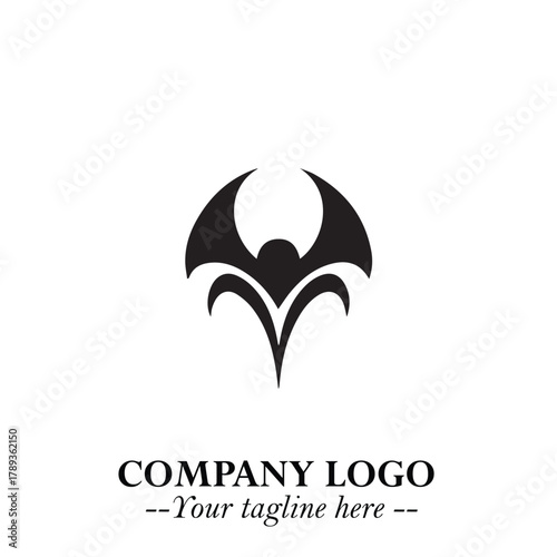 Head of Vampire Logo Symbol in Black on the White Background with Gothic Horror Vector Design