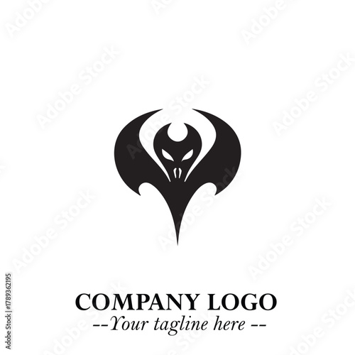 Head of Vampire Logo Symbol in Black on the White Background with Gothic Horror Vector Design