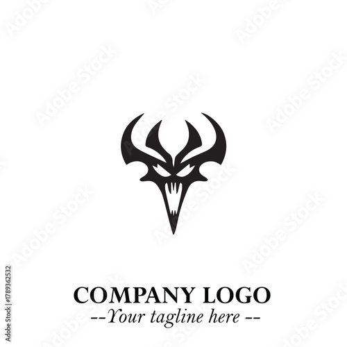 Head of Vampire Logo Symbol in Black on the White Background with Gothic Horror Vector Design