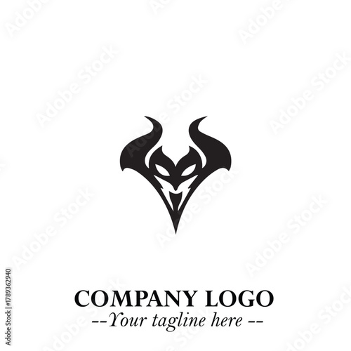 Head of Vampire Logo Symbol in Black on the White Background with Gothic Horror Vector Design
