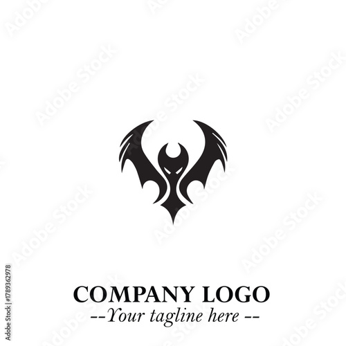 Head of Vampire Logo Symbol in Black on the White Background with Gothic Horror Vector Design