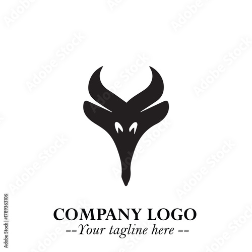 Head of Vampire Logo Symbol in Black on the White Background with Gothic Horror Vector Design